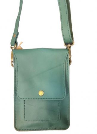 BAG LEATHER CELLPHONE GREEN 20X14