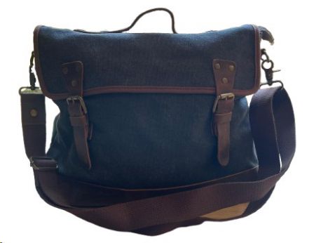 BAG MESSENGER CANVAS/LEATHER BLACK