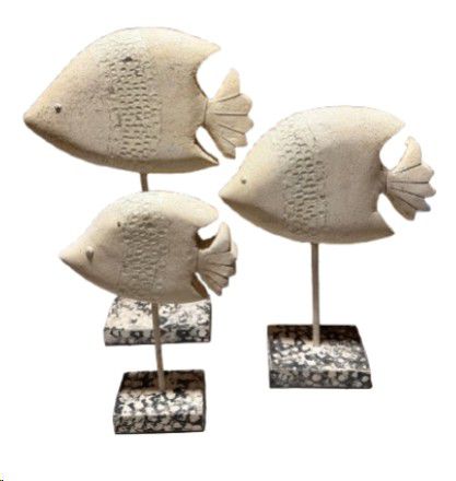 DECOR FISH STATUE WHITE M 24X9X35