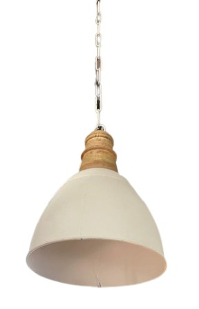 LIGHT PENDANT IRON WOOD TOP WHITE