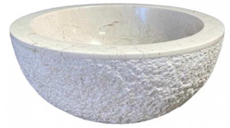 BASIN MARBLE WHITE RD ROUGH 35DIAx15CM H