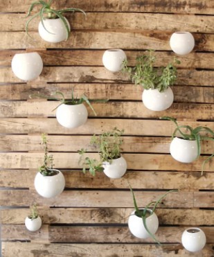 CERAMIC HANGING PLANTER WALL WHITE LARGE