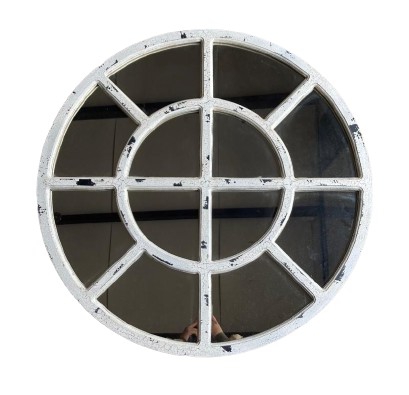 MIRROR WOOD WHITE CHURCH ROUND dia 90cm