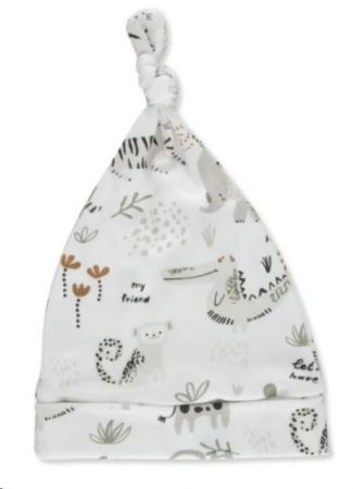 BABY BEANIE KNOT HI THERE WHITE 3-6M