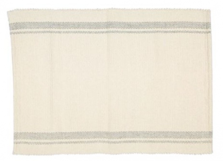 MAT DHURRIE NATURAL WITH CHARCOAL STRIPE 60X80