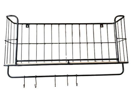 SHELF IRON/WOOD 1M BLACK