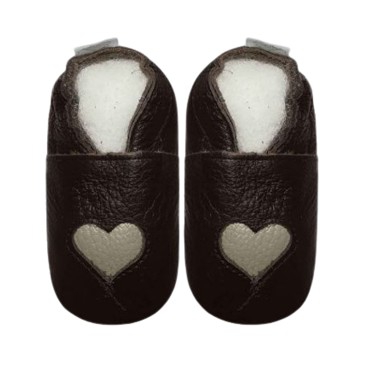SHOE BABY C/CHIPS BROWN & SAND HEART 1-4