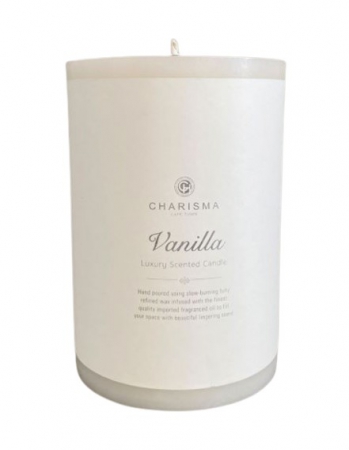 CANDLE C AROMA PILLAR 10.5x15cm VANILLA WHITE