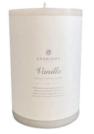 CANDLE C AROMA PILLAR 10.5x15cm VANILLA WHITE