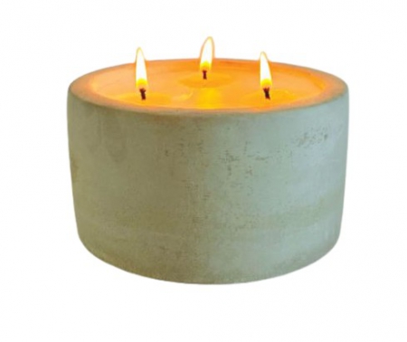 CANDLE C 3 WICK CEMENT SEAWEED